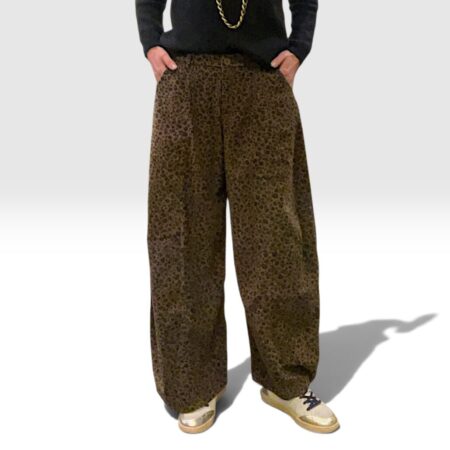 Pantalone donna wide-leg leopardati marrone e nero