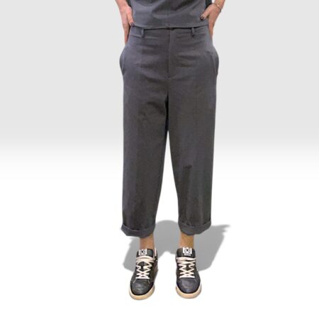 Pantalone donna dritto grigio in cotone elasticizzato